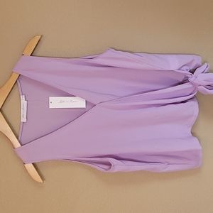 NWT - ALL IN FAVOR (M) Faux Wrap Side Tie Tank Top - Lavender